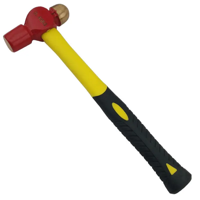 Explosion-proof round head hammer, beryllium bronze hammer, wooden handle, copper alloy hand hammer, plastic handle hammer