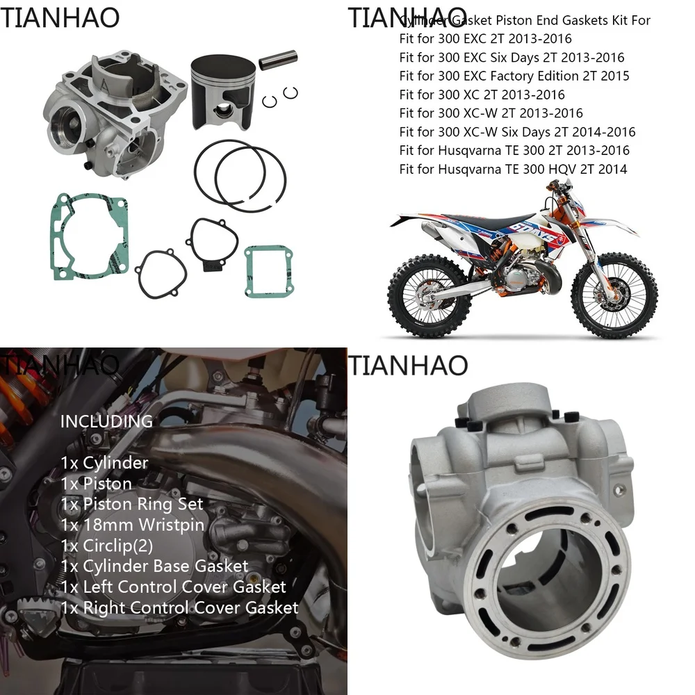 72mm Cylinder Piston Gasket Rebuild Kit for KTM EXC300 SX TE XC XCW 300 2008–2016 OEM 54830338300 Off-Road Motorcycle Parts