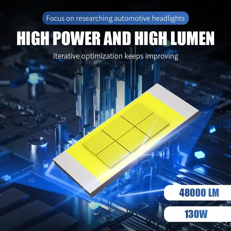 Lâmpadas LED Farol de carro, Ventilador Turbo Canbus, Lâmpadas de nevoeiro automático, 130W, H7, H4, HB3, HB4, 9005, 9006, H1, H3, H11, HIR2, 9012, 6000K