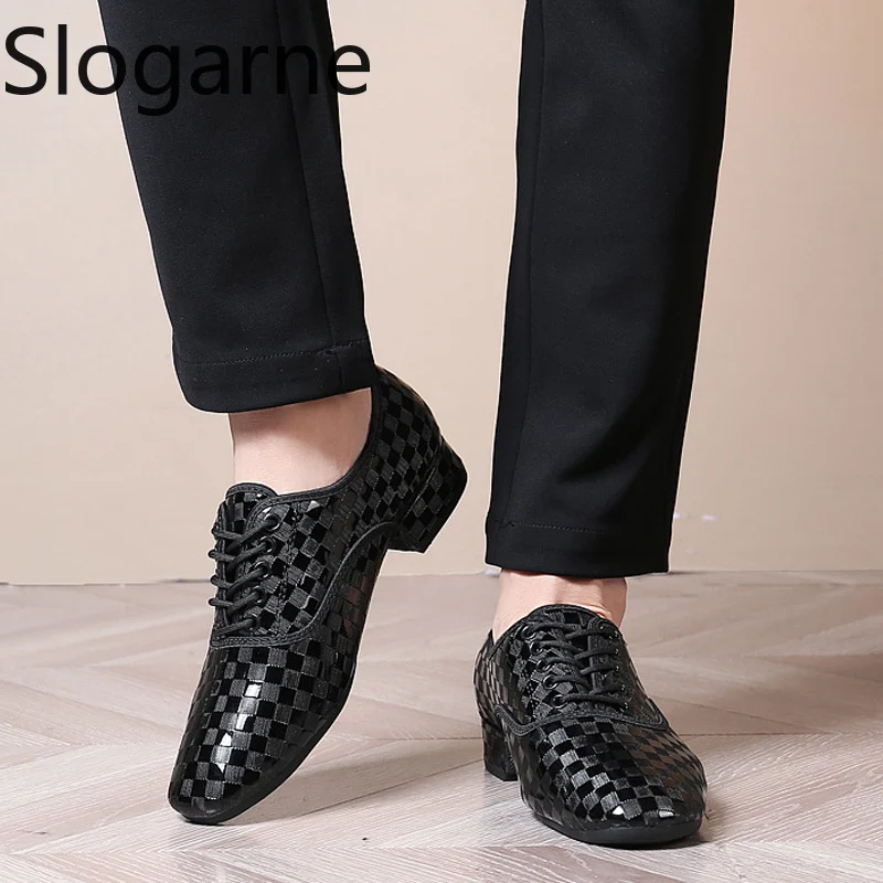 Male New Latin Shoes Men Leather Tango Waltz Jazz Modern Ballroom Dance Shoes Man 3CM Heels Leather Casual Shoes Dance Footwear