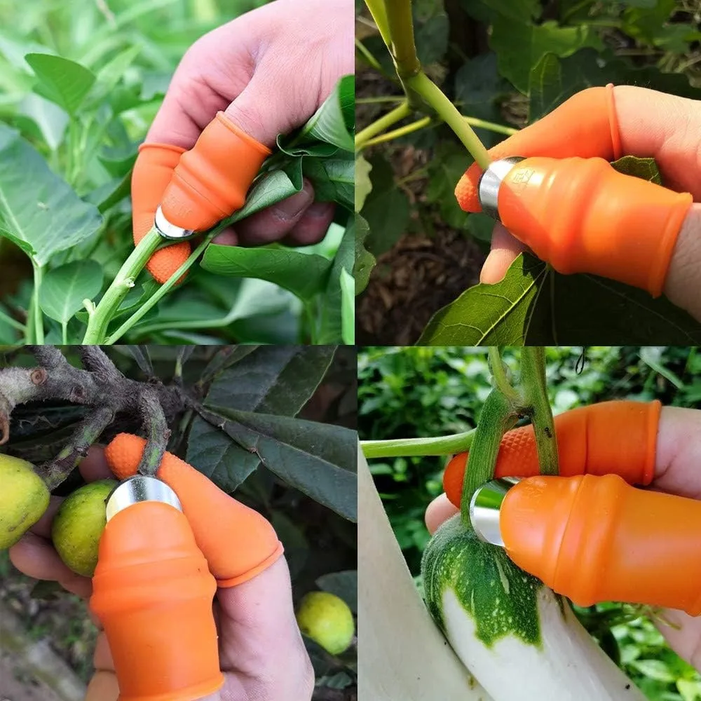 1 Pack Silicone Harvest Finger Cutter Protector Set, Anti-Slip Gardening Thumb Pick Tool with 5pcs Silicone Finger Sleeves for Picking Pepper, Strawberry, Vegetables, Pruning
