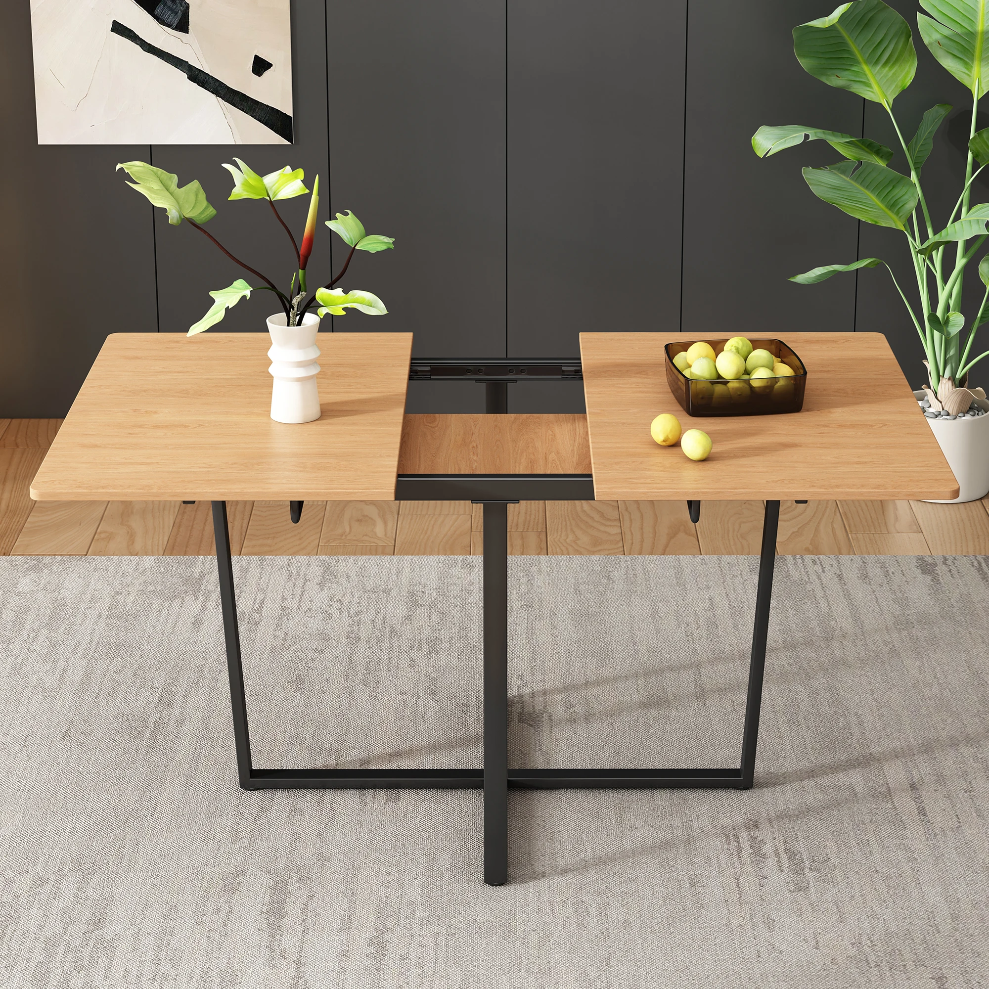 Extendable dining table, extendable dining table 110/140*80 cm, elegant modern and simple expandable dining table