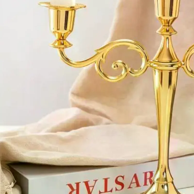 Vintage Scroll 3 Arms Candelabra Metal Taper Candle Stand Elegant Table Ornament For Banquet Holiday Wedding Reception Decor