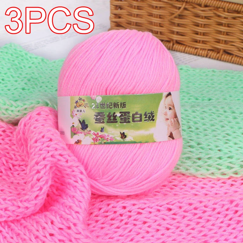 3 Stück, insgesamt 150 g Garn, Häkelgarn aus Seide und Baumwolle, handgestricktes Garn zum Stricken von Puppen, Pullover, Mützen, DIY Amigurumi