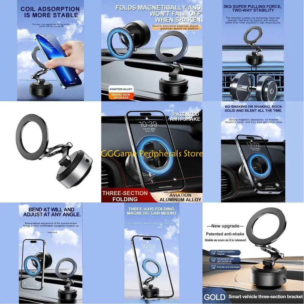 

U55B Портативный безопасный магнитный автомобильный держатель для телефона с вакуумным присосом для навигации, видеозвонков,