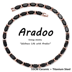 Aradoo Titanium Steel Ceramic Necklace Collar Germanium Fat Burning Anti-radiation Health Necklace Jewelry