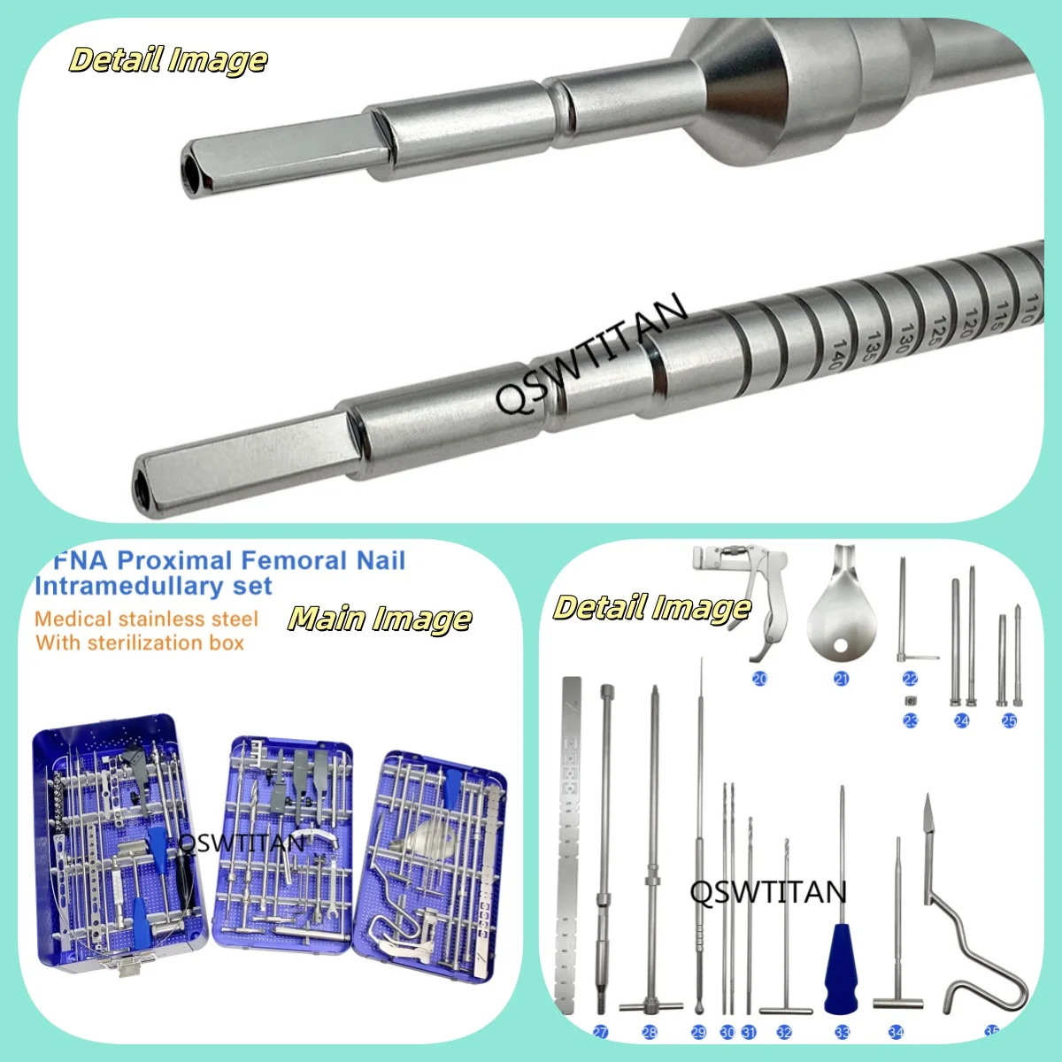 Orthopedic Surgical PFNA Interlocking Nail Tibial Set  Intramedullary Bone Instrument