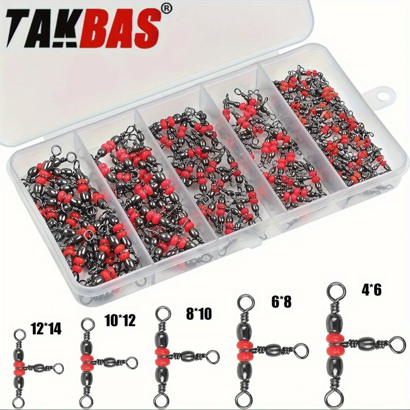 Fishing 3- Way Swivels, Packaged in 25 or 50pcs, Featuring Triple T- Shaped Tube Swivels for Cross Line Connection