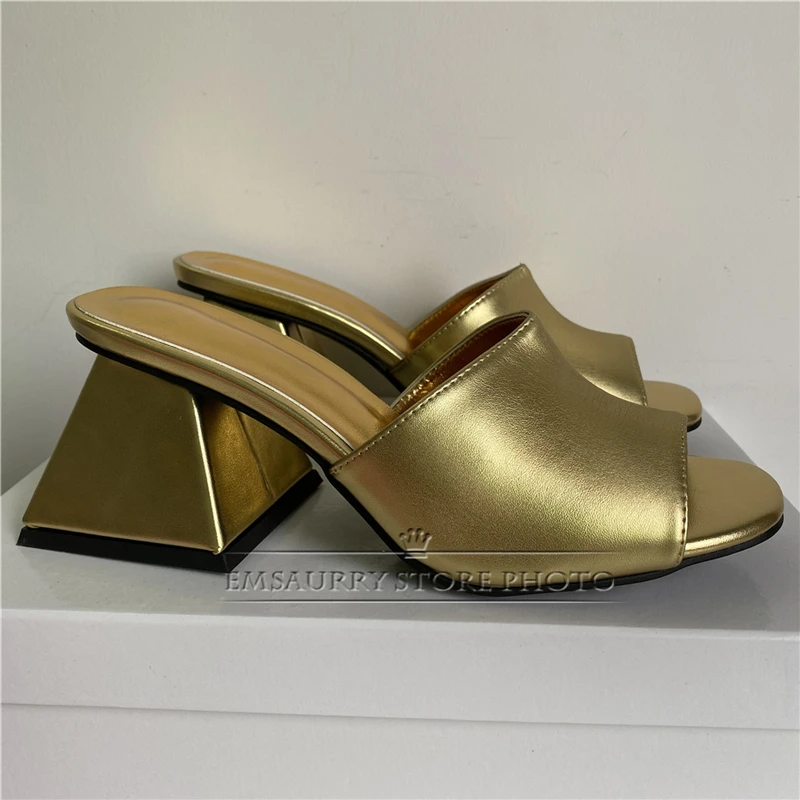 Unique Block Heel Square Open Toe Sandals Women Luxury Patent Leather Slingbacks Concise Style Slim Summer Mules