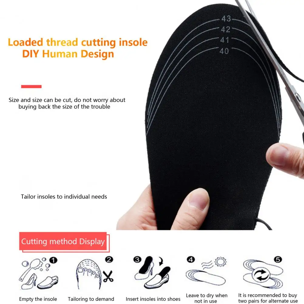 Winter Insoles Electric Insoles with Temperature Control Usb Rechargeable Foot Warmers Cuttable Reusable Heating Pads for Adults