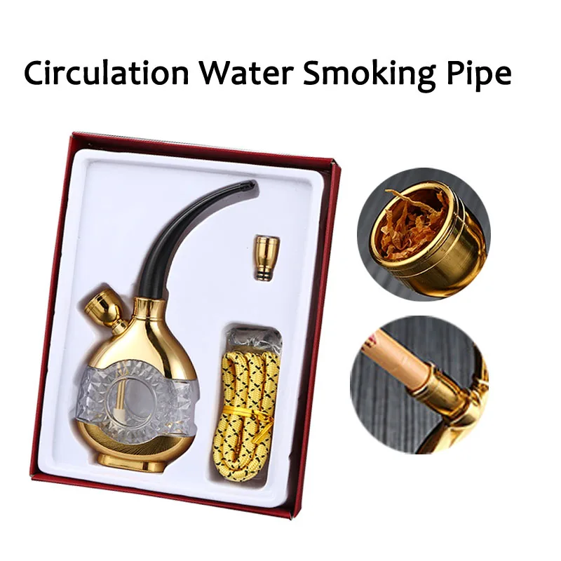 

2024 New LED Flash Fashion Creative Metal Recirculating Filter Water Pipe Multifunction Microfilter Smoking Pipe Gadgets for Men