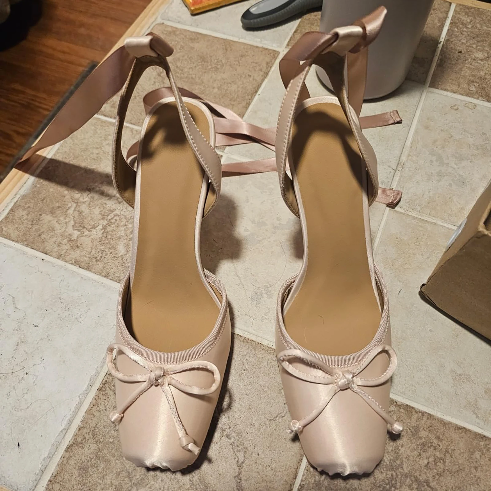 ladies'-high-heeled-sandals-ballet-single-shoes-square-toe-toe-empty-back-satin-strap-slim-heel-sandals