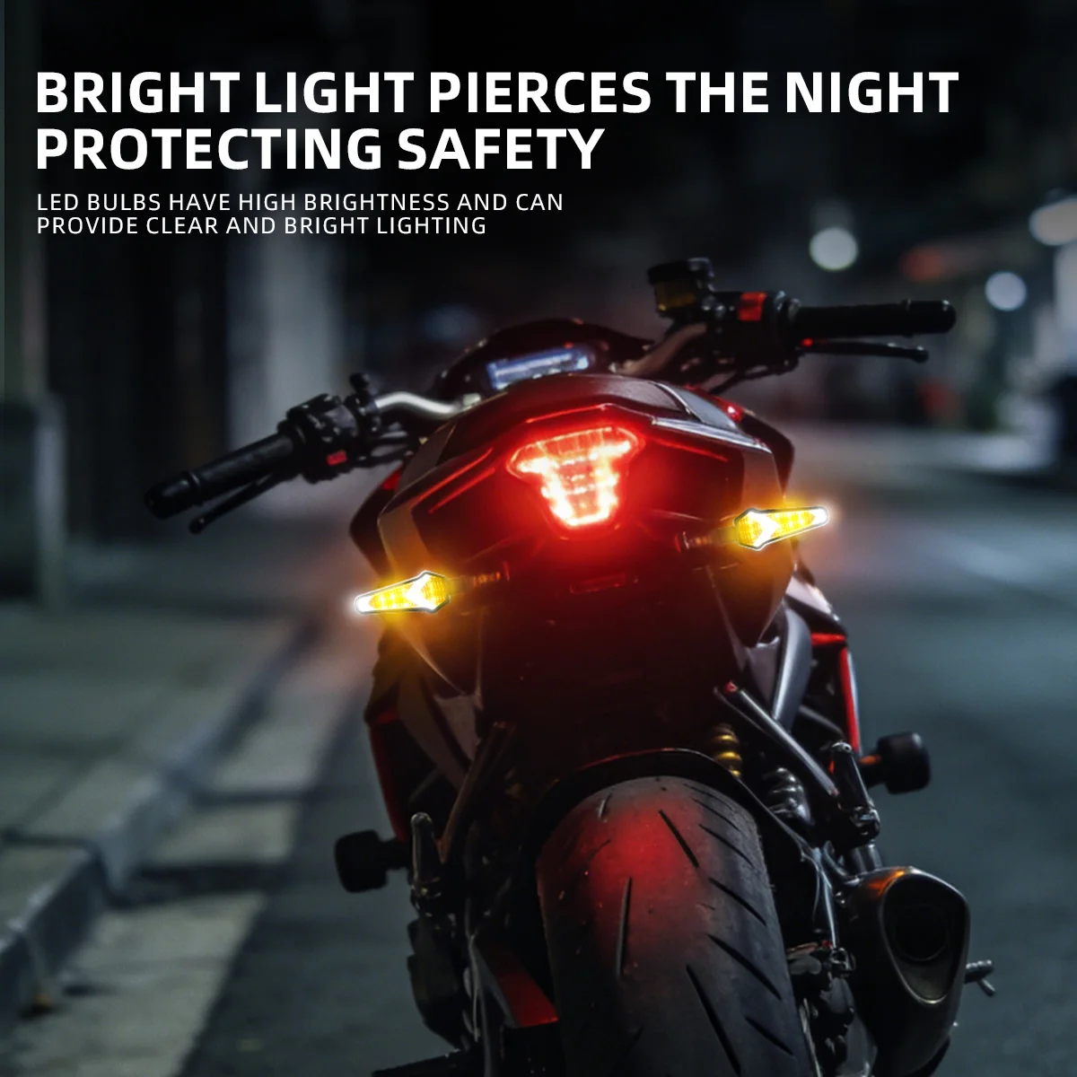

1Pair Motorcycle LED Turn Signal Lights Arrow Shaped Dual Color Indicator Blinker Water Flowing DRL Driving Lamp Rear Taillight