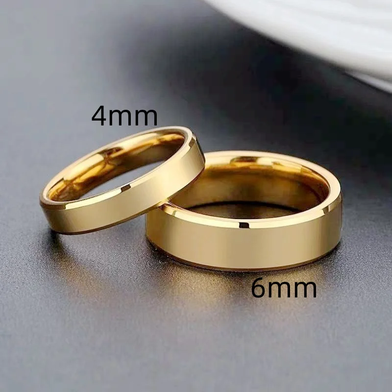 2025 Gold Plated Couple Rings Set Stainless Steel Matching Wedding Bands His Hers Christmas Anniversary Gift for Couples