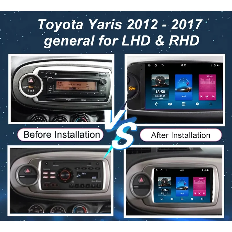 Car Android GPS Navigation For Toyota Yaris 2012 2013 2014 2015 2016 2017 general for LHD & RHD Auto Radio Multimidia Player DVD