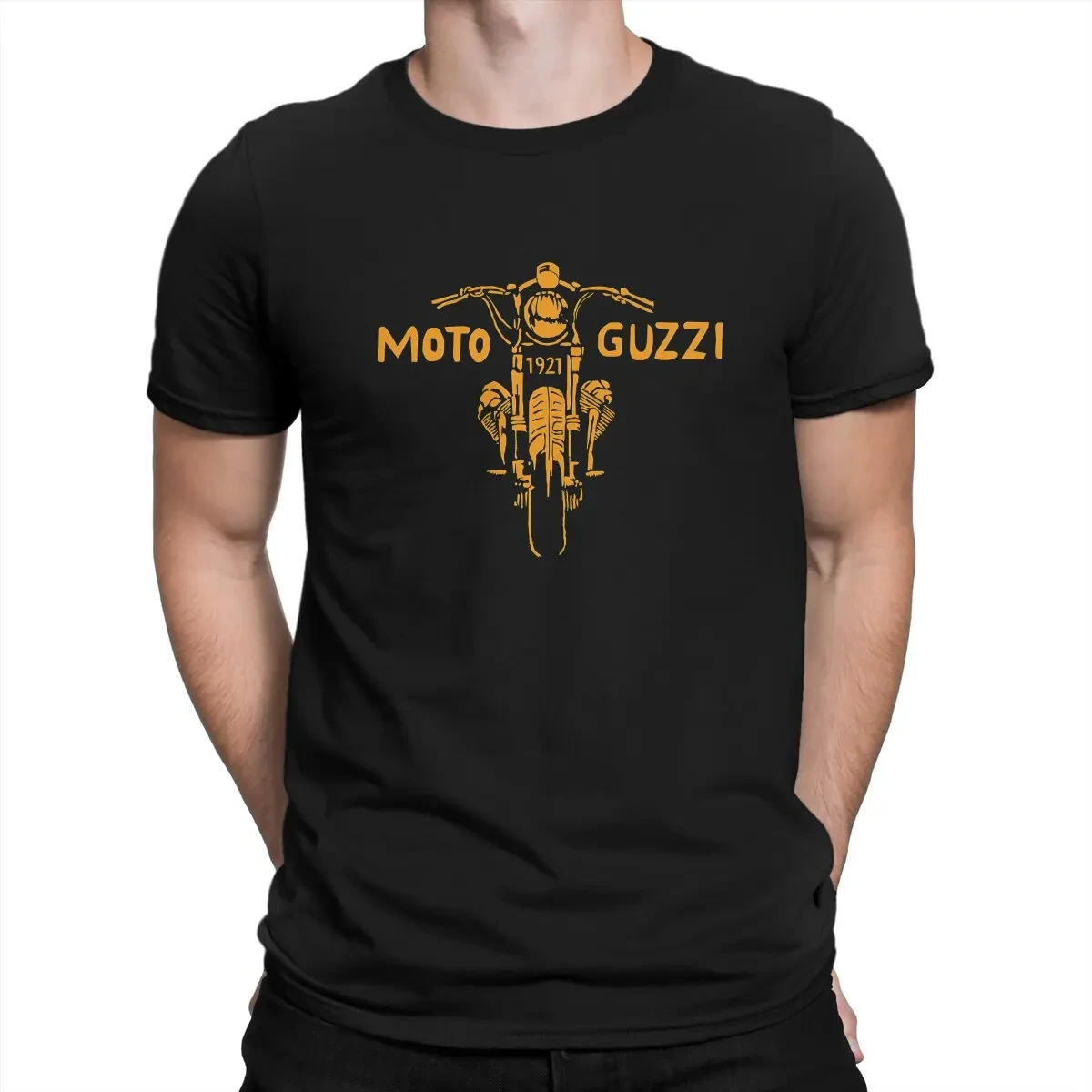 Moto Guzzi Washed Orange Unique Polyester TShirt Motorcycle Top Quality New Design Graphic T Shirt Short Sleeve