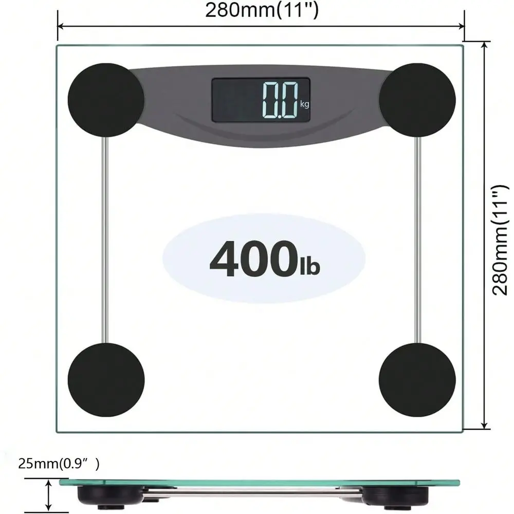 Digital Bathroom Scale For Body Weight– Ultra Thin, Clear Glass Scale – Auto Step On Design – 4 Precision Weight Sensors –Batteries Included,Accurate To Two Decimal Places ,LED Screen With High Definition Display, Suitable For Home And Dormitory Use