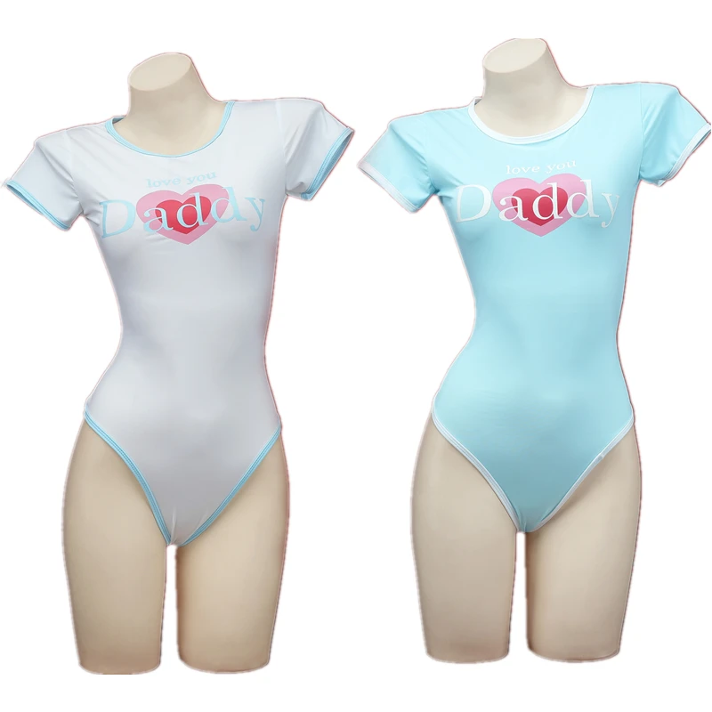 Kawaii Mädchen Anime Bodysuit niedlichen einteiligen Badeanzug Frauen Bade bekleidung Kostüm Cosplay Bikinis Brief druck Badeanzug Unterwäsche