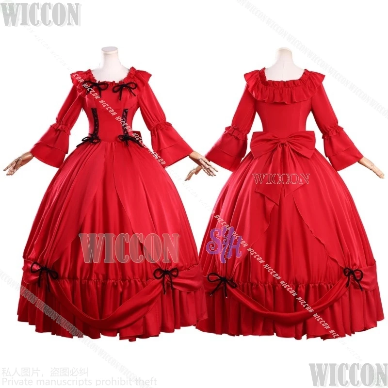 القرمزي El Vandimion Goth Vintage الرسوم المتحركة الجديدة هل أطلب شيء نهائي واحد؟ فستان قصر أحمر رائع للهالوين كوميك كون