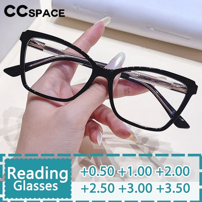 Square Resin Reading  Glasses Fashion Color-blocked Spring Hinge Optical Presbyopic Eyeglass Custom Diopter +50~+600 #302463