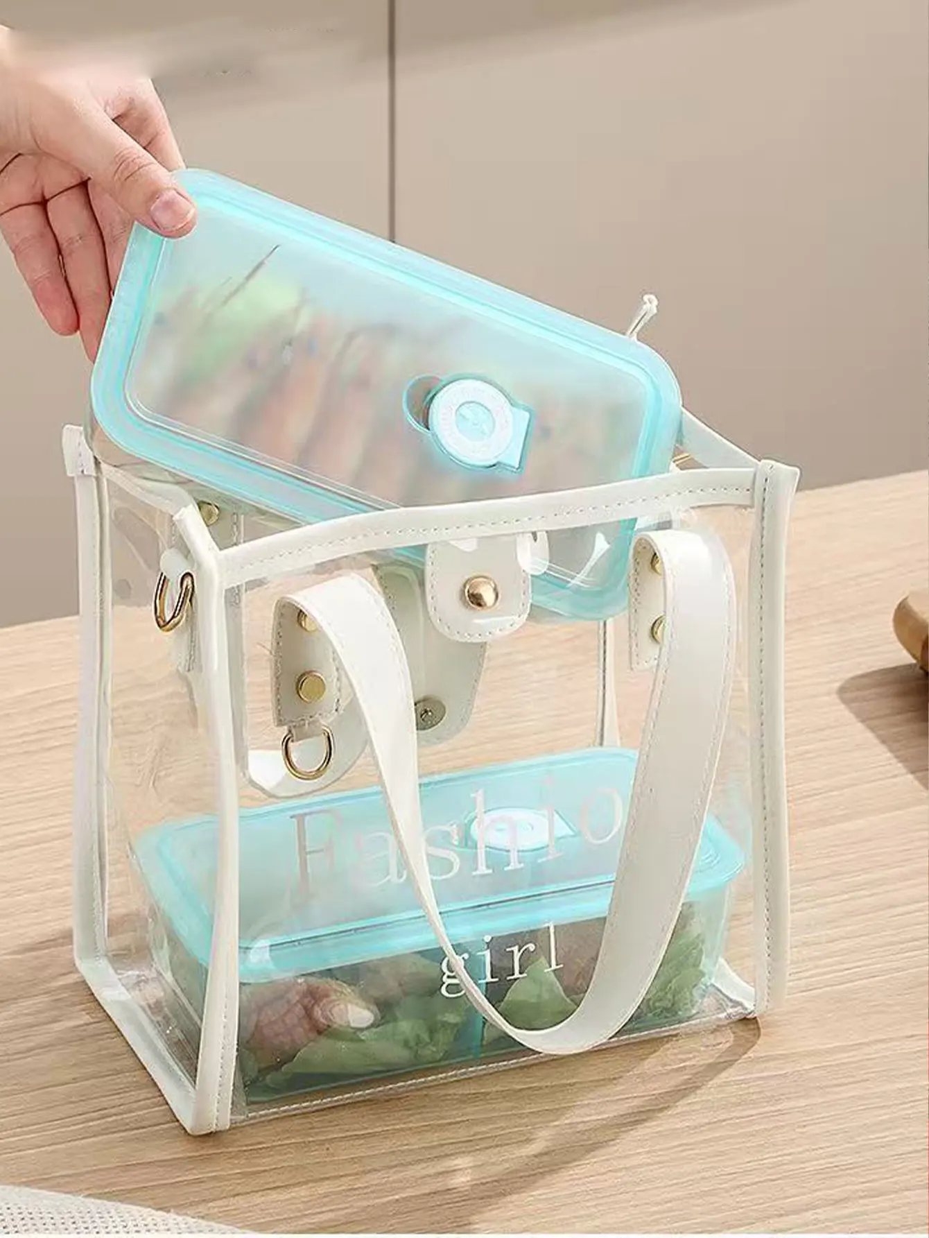 Food-Grade Transparent Compartmentalized Fresh-Keeping Box for Food Storage, Microwave Heating, Special Lunch Box for Office Workers and Students, 1 Piece