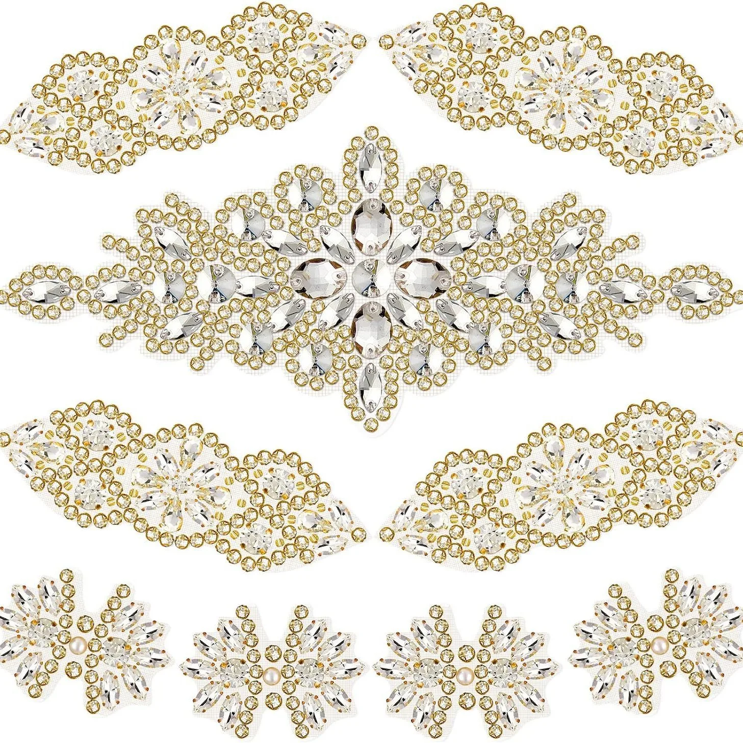 

Self-Adhesive Rhinestone Appliques for Dance Costumes & Bridal Belts, Multi-Use Clothing Embellishments Accessories