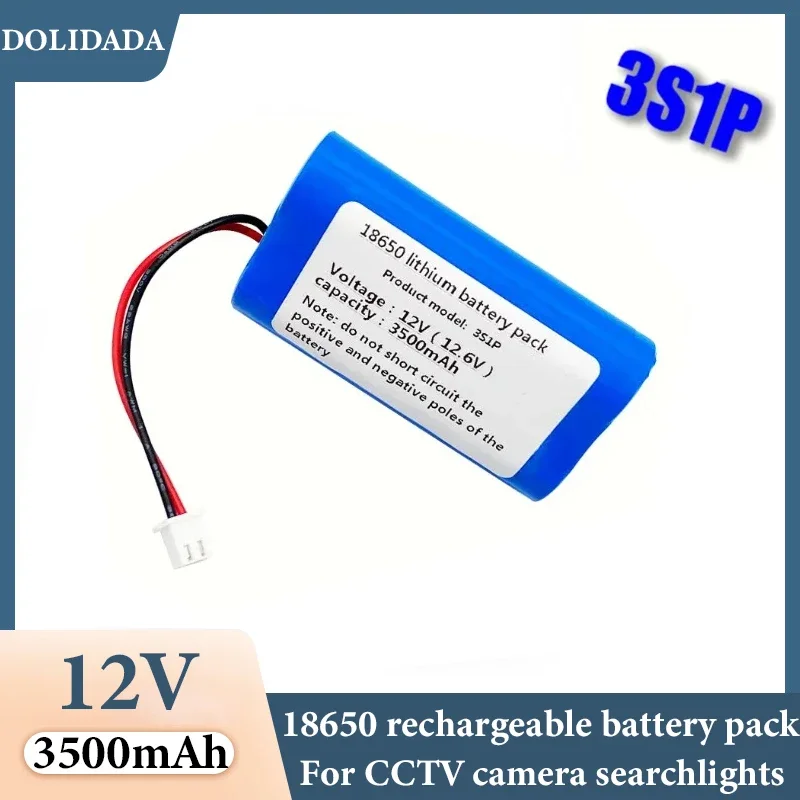 100% Original 12V 3A 18650 3S1P 3500mAh BMS lithium battery pack built-in Bluetooth speaker flashlight GPS rechargeable battery