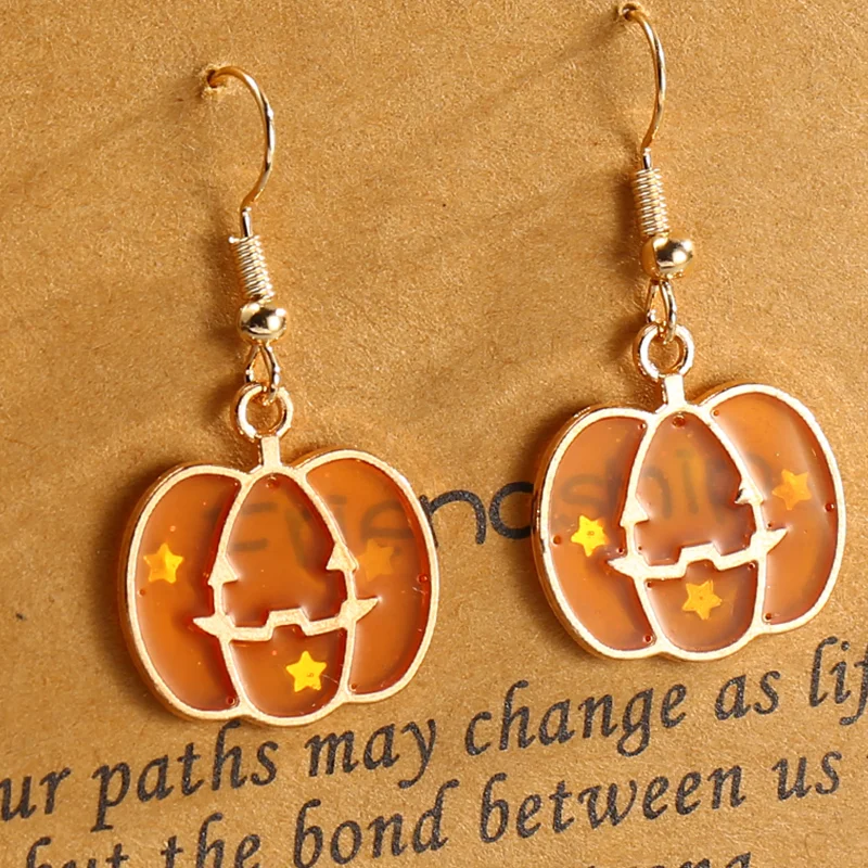 

2 Pcs Vintage Pumpkin Cake Hat Geometric Gothic Multicolor Dangle Earrings Woman Party Prom Gift Halloween Jewelry