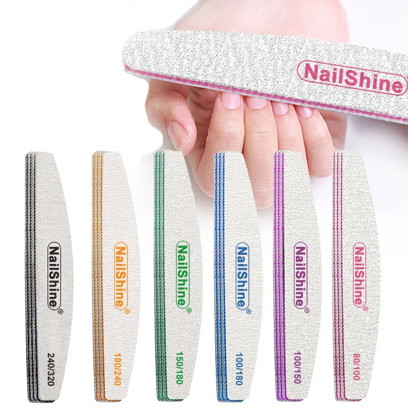 3/5 Professional Nail Files 80/100/150/180/240 Grit Half Moon Double Grinding File Emery Board Nail Accessories Tools