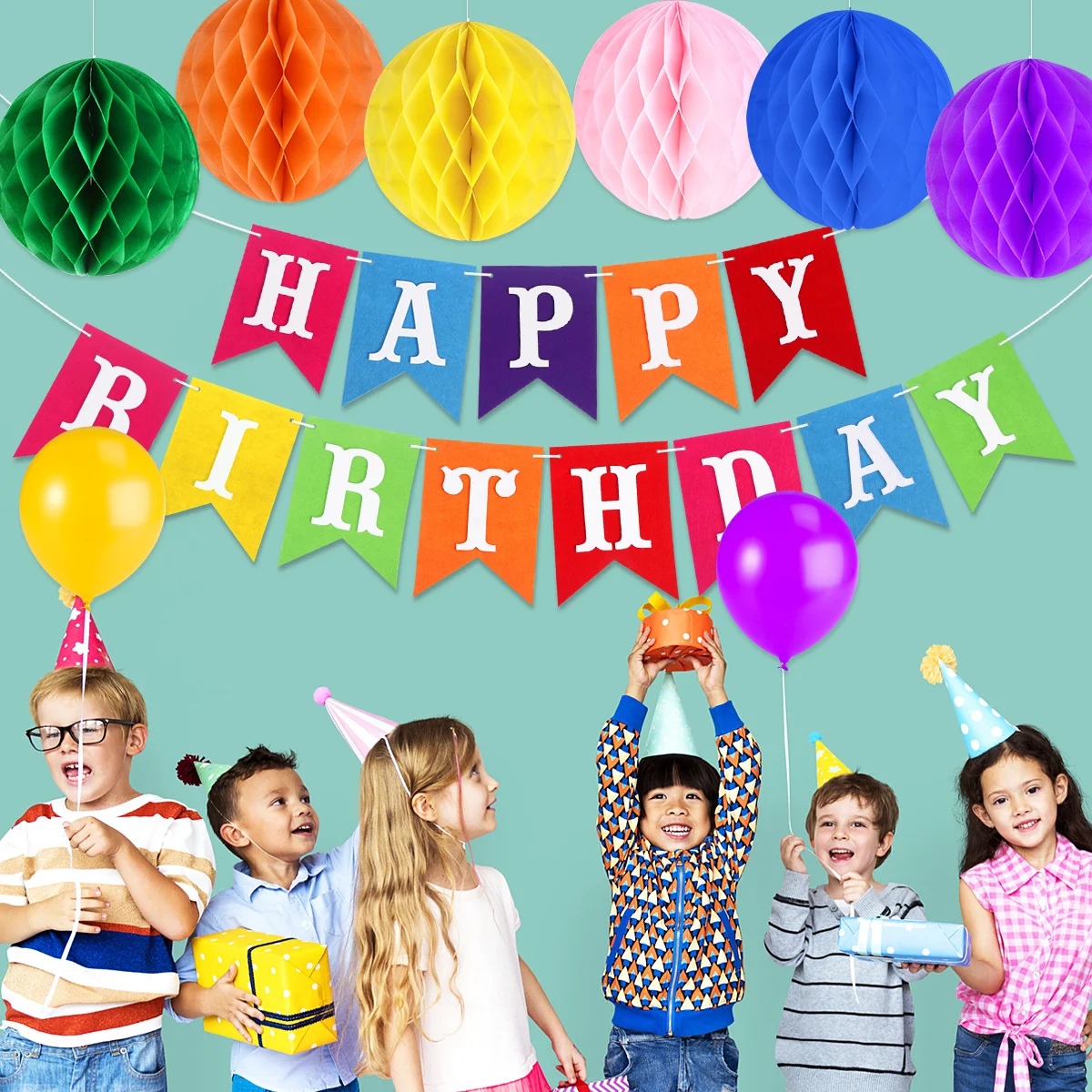 

UNOMOR Tissue Paper Flowers Pom Poms DIY Paper Garland Balloons Kit for Birthday Wedding Party Decoration