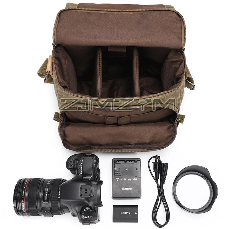 Waterproof Canvas SLR Bag Wear-resistant Large Capacity Multifunctional Digital Camera Single Shoulder Bag