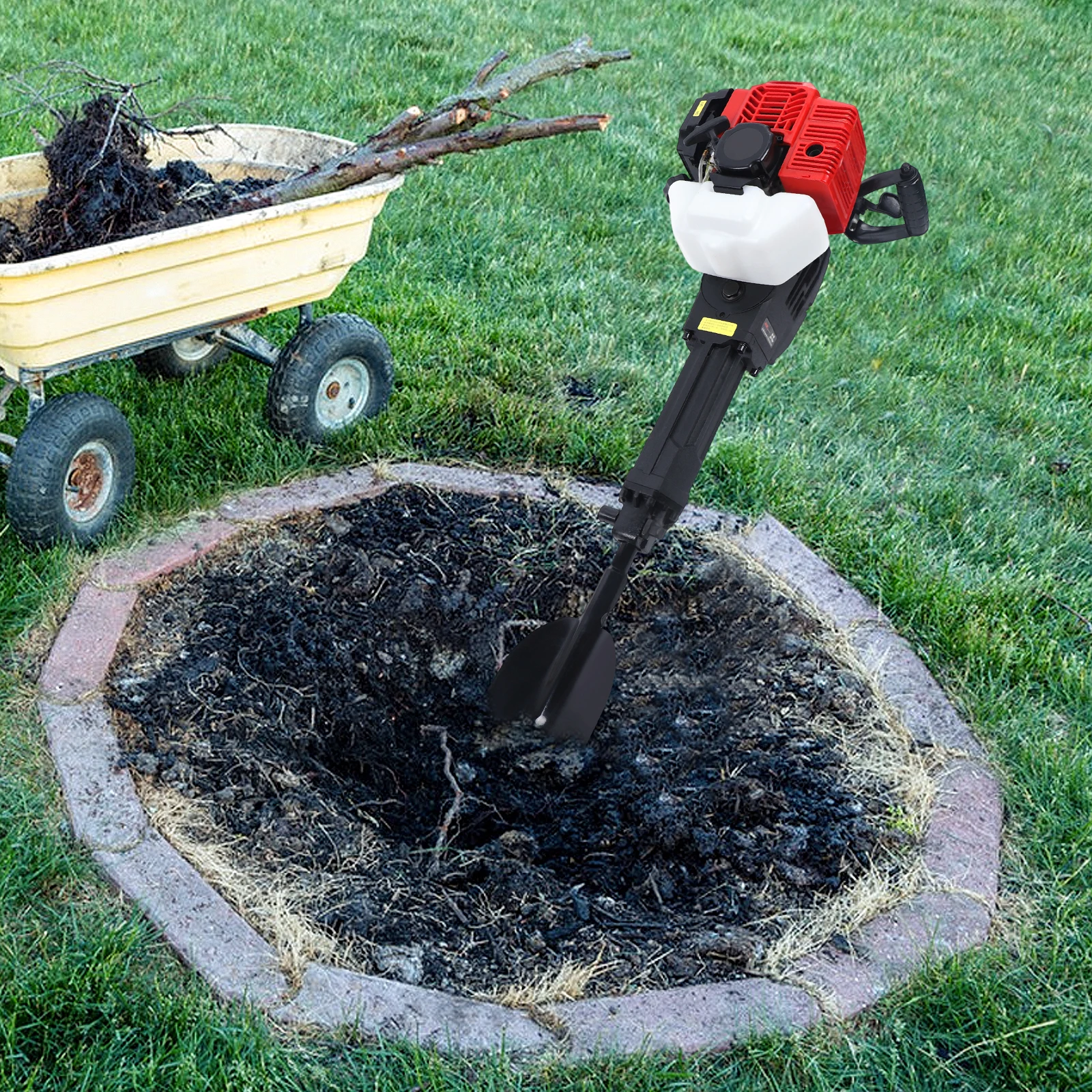 1900W Digging Machine 52CC Portable Excavator Garden Tree Pit Digger Plant Fence Ground Drill Garden Borer