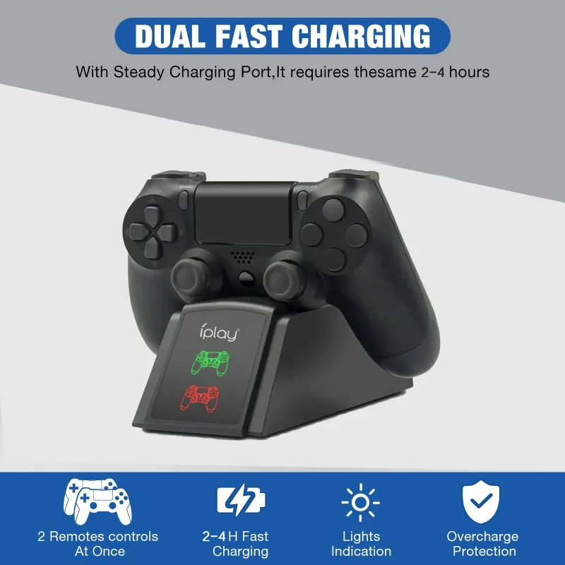 Dual PS4 Controller Charging Station – Fast Charging Dock with LED Status Indicator for PS4/PS4 Slim/PS4 Pro