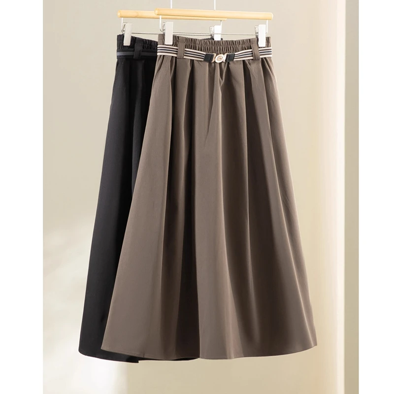 

Autumn Winter 2025 New Arrival Women Casual Loose High Waist A-line Ankle-length Skirt Korean Style Elastic Waist Skirts Y12