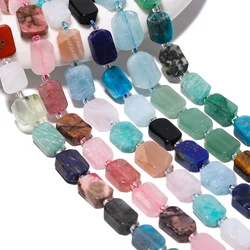 Natural Rectangle Mixed Stone Beads Amazonite Quartz Tiger Eye Spacer Beads for Jewelry Making DIY Supplies Bracelet Accessories