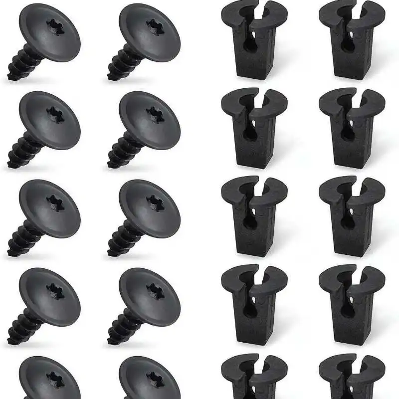 20PCS Car Hood Chassis Bumper Arch Mudguard Torx Screw Kit Fender Self-Tapping Screws Base Compatible With Volkswagen Black