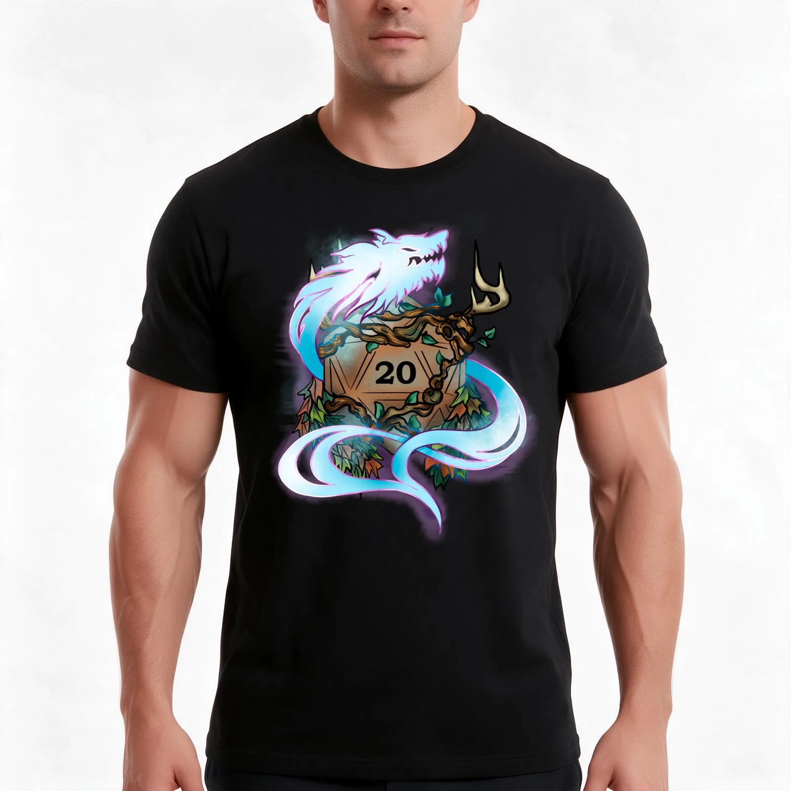 D&Dice; Druid T-Shirt, Summer Casual Cotton Tee, Oversized Streetwear Tops, Vintage Graphic Print, Loose Fit Short Sleeve