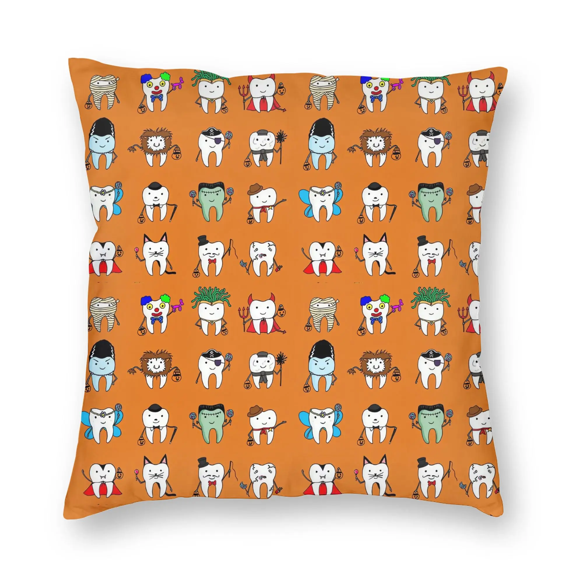 Cartoon spooky tooth Halloween Pillow Cover  Funny Pillow Case For Sofa Home Decoration Print Pillowcases Gift