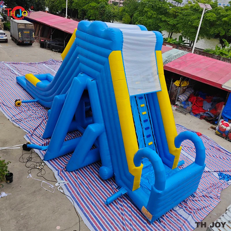 Free Ship to Port , 16x8m Tropical Blue Waterslide Giant Inflatable Water Slide with Pool