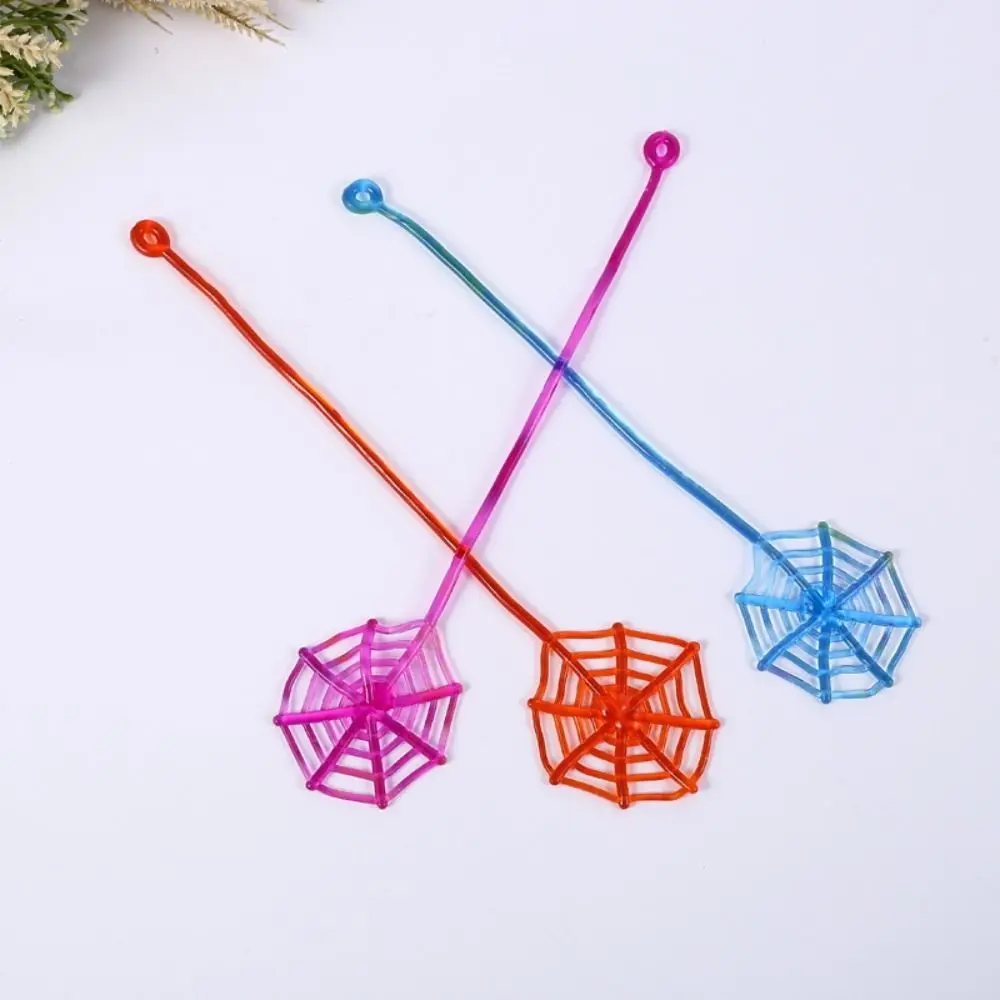 10Pcs Sticky Spider Web Favor Multicolor Climbing Tricky Gag Toys Mini Plastic Elastically Stretchable Spider Web