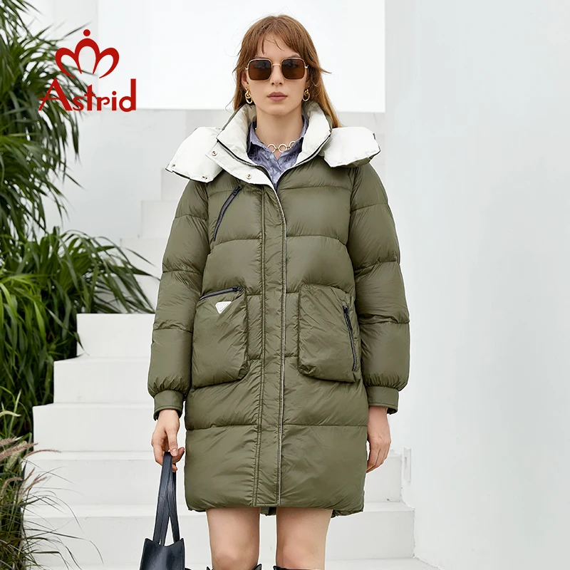 

Astrid 2022 winter women's jackets Mid-length fashion parka Warm Cotton Stylish warm large pocket Female Outerwear ZR-20184