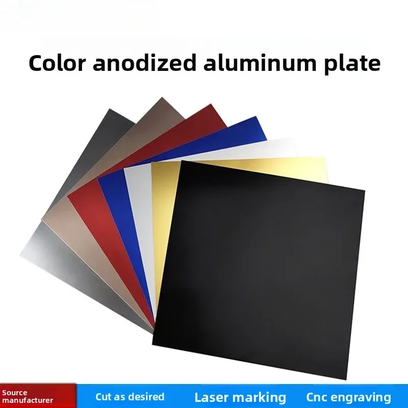 Custom Black Anodized Aluminum Plate 0.5 0.8 1 2mm, Laser Cutting Engraving Blank Nameplate CNC Parts