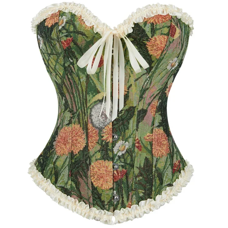 

Gothic Victorian Corset for Plus Size Women - Sexy Lace Up Bustier, Floral Overbust Lingerie, Vintage Style