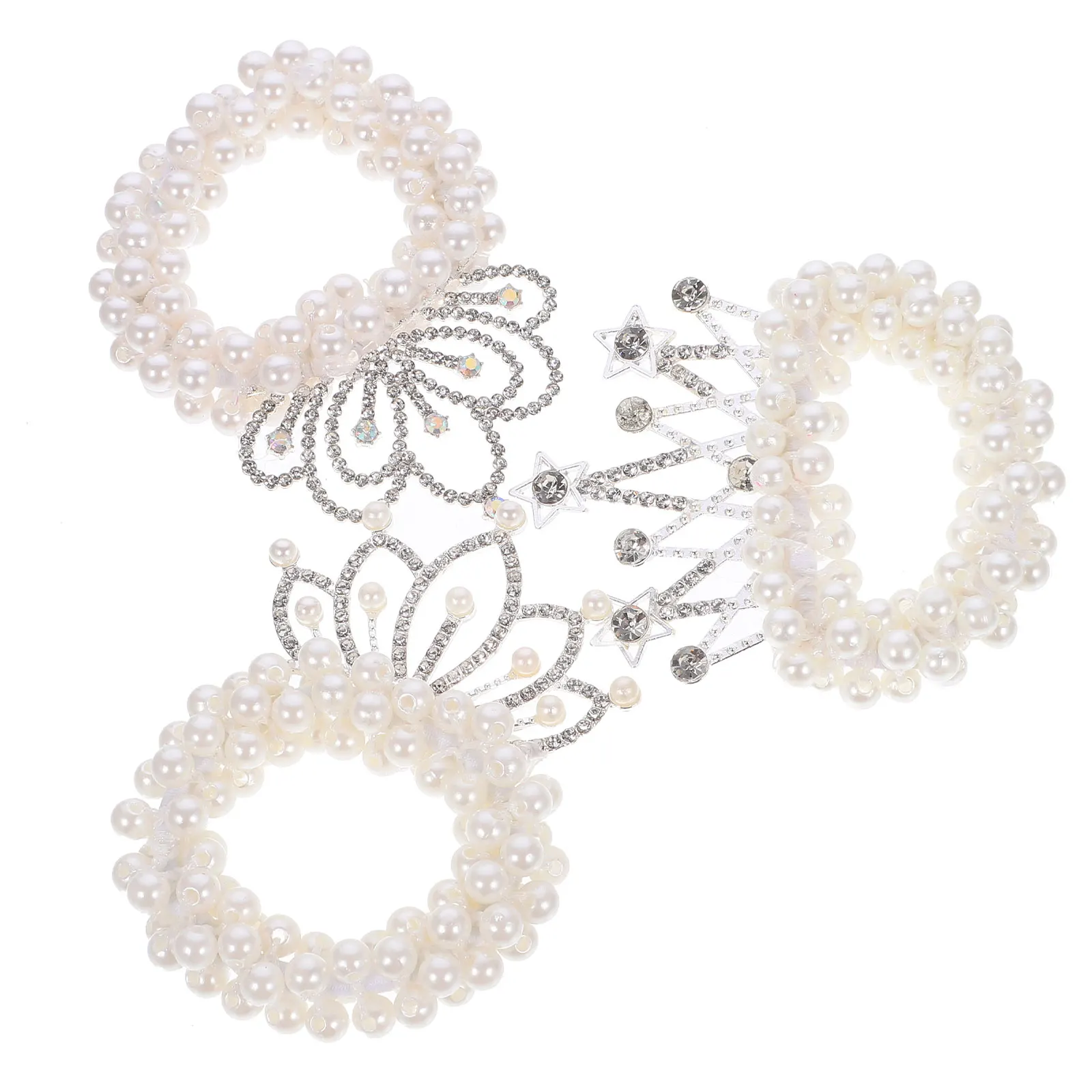 

3 Pcs Children's Tiara Toddler Hair Ties Ponytail Holders Pearl Scrunchies for Imitation Pearls Accessories