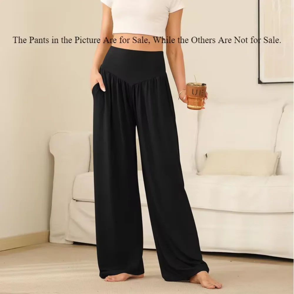 Casual V-shaped Waist Wide-Leg Long Pants for Plus Size Women