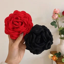 Fabric Rose Flower Hair Claw Clip Women Girls Korean Fashion Barrettes Plastic Hair Grab Clamp Headwear Hair Styling Accessories