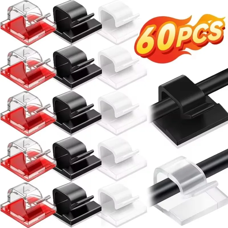

10-60pcs Self Adhesive Silicone Cable Clips Organizer For USB Charging Data Lines Wall Mounted Wire Holder Bobbin Winder