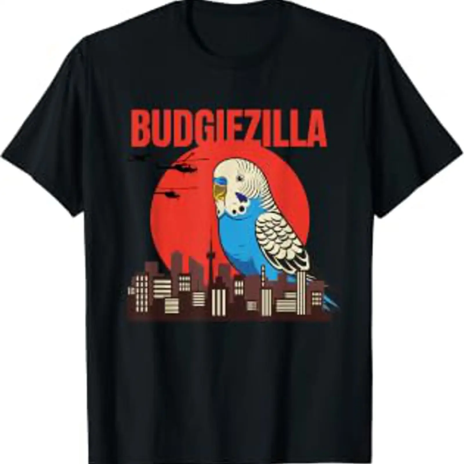 Budgiezilla Bird Budgie Parakeet Budgerigar Lover Design T Shirt vintage Washed Casual fashion Top For Everyday Wear Breathable