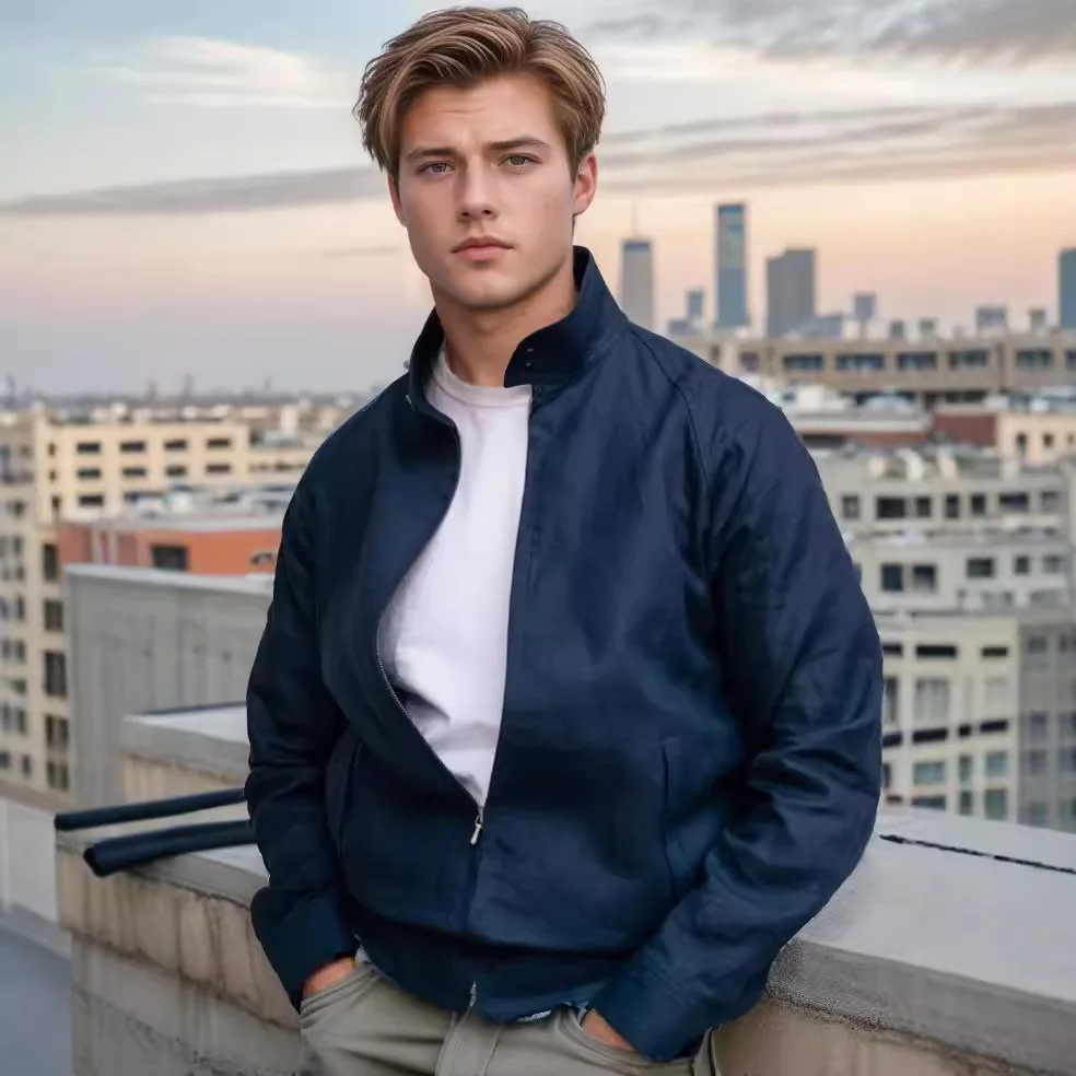 

New Fashion Spring Autumn Men’s Solid Color Long Sleeve Stand Collar Zipper Casual Trendy Simple Basic Jacket Male Clothes Coats