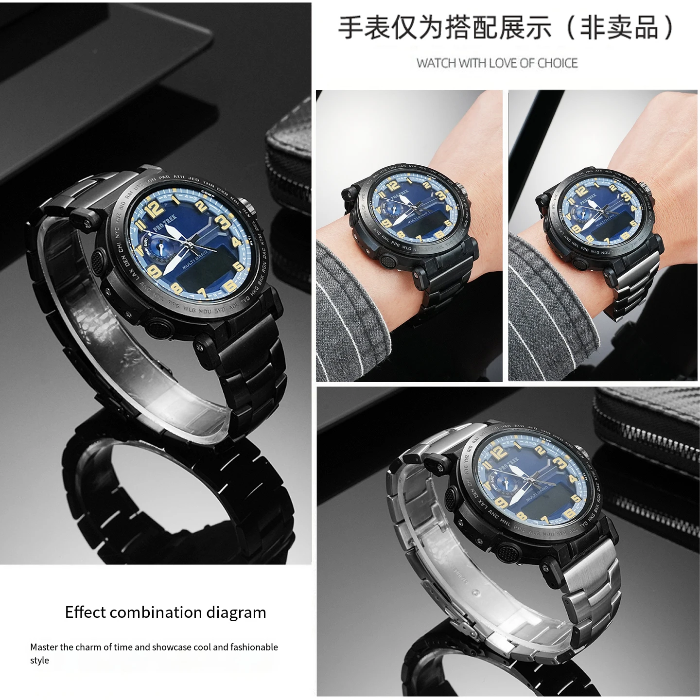 الصلب حزام الساعات ل كاسيو PRG-600 650 601/YB PRW-6600 6611 6621Y GA2000 2300 PRT-B50/70 PROTPEK PRW-35/51/60/30/61 23 24 مللي متر